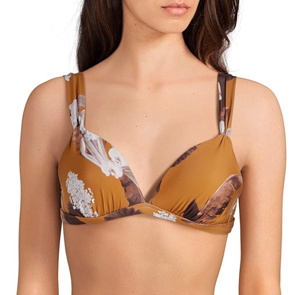 Antonio Melani Orange Molded Floral Bikini Top